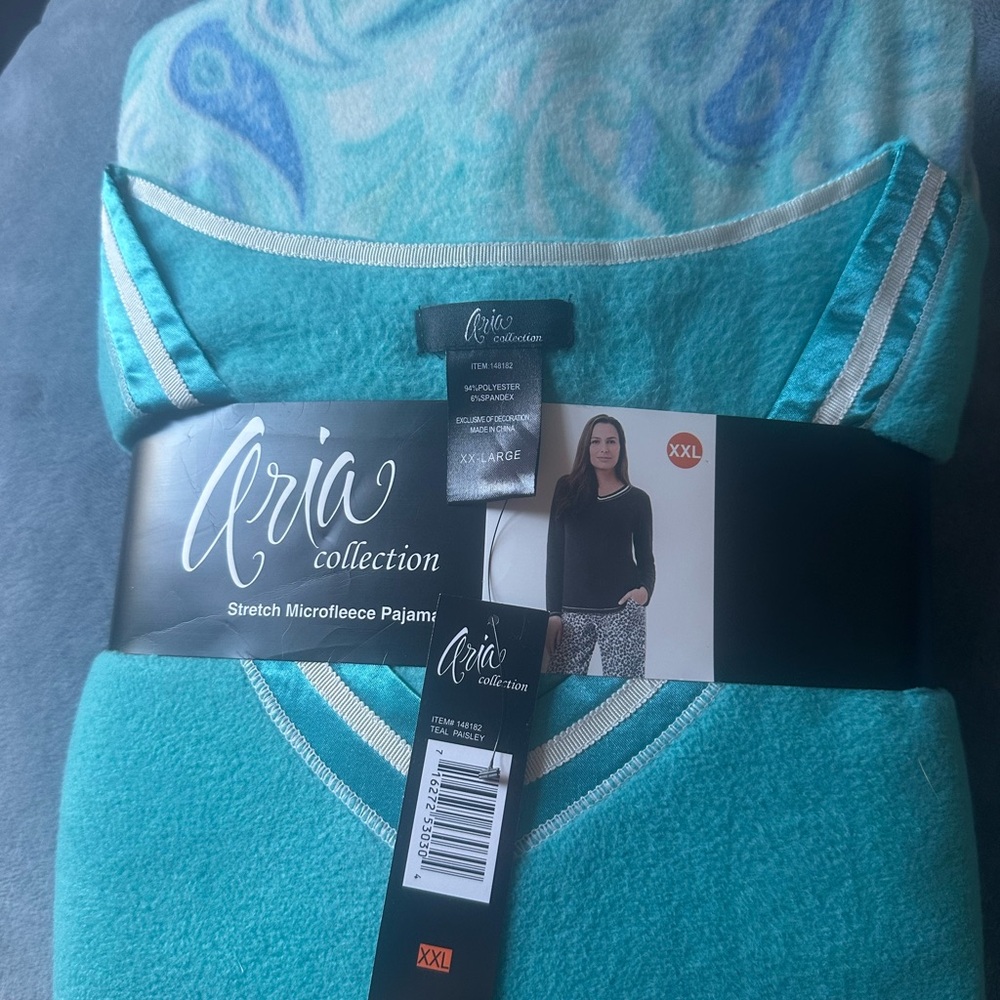 Aria Collection Stretch Microfleece Pajama Set - Teal